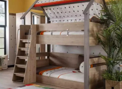 Etagenbett Kinderbtt Bett Bettrahmen Kinderzimmer Holz Braun Design